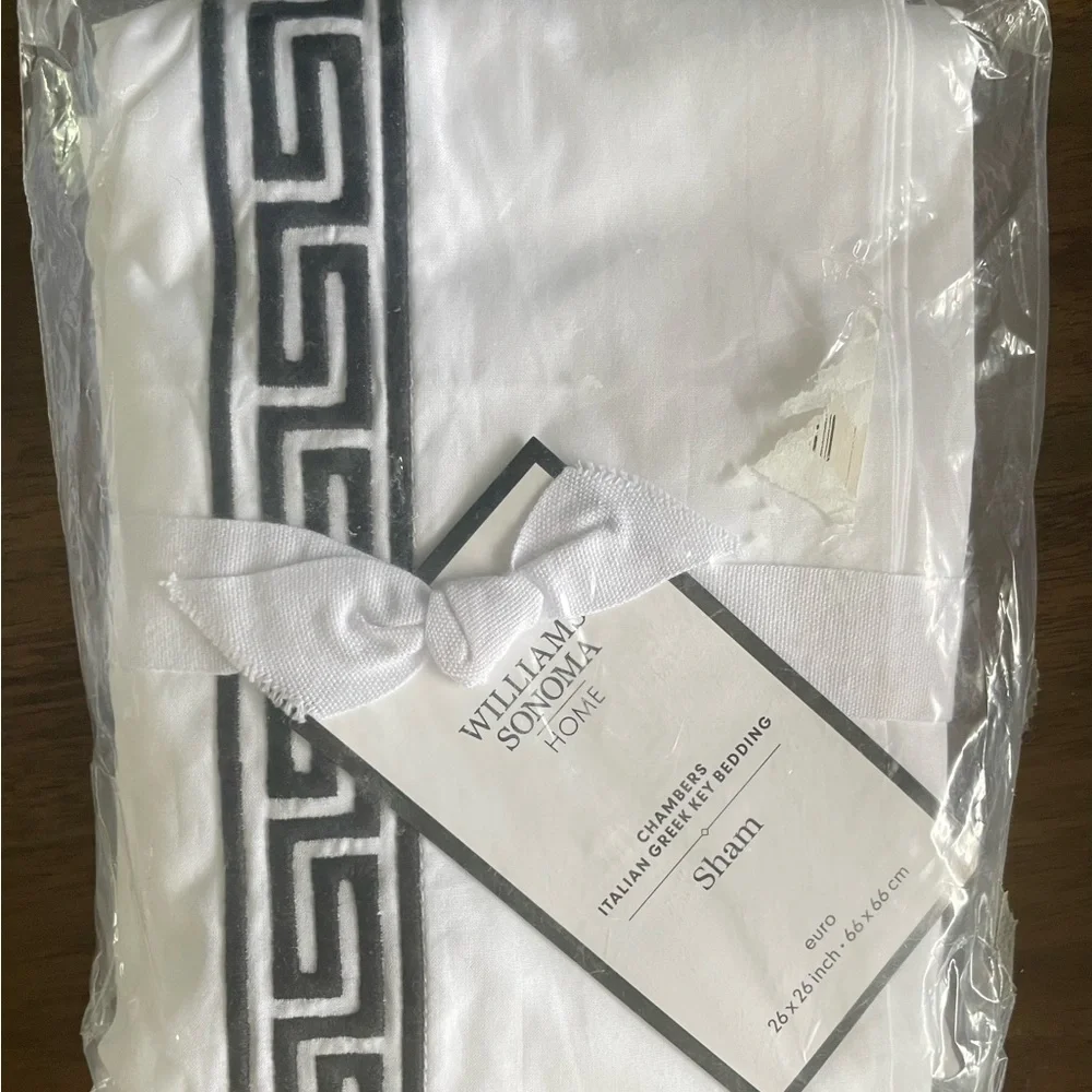 Chambers® Greek Key Euro Sham - 26 x 26 BRAND NEW - Black & White